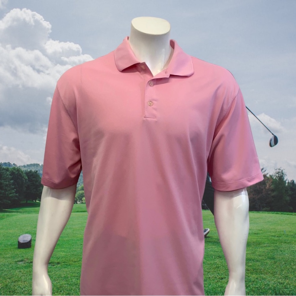 Nike Golf Fit Dry Men’s Pink White Short Sleeve Golf Polo Shirt Size XL X-Large